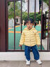 Teenie Weenie Kids小熊童裝24冬季款男女寶寶熊耳連帽羽絨服 黃油小吐司（黃色） 100 cm 曬單實拍圖