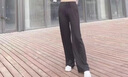 AEMAPE條紋微喇叭褲女加絨休閑褲春秋2025新款松緊腰垂感闊腿運(yùn)動(dòng)褲長(zhǎng)褲 兩杠-單褲款【加長(zhǎng)褲】 M 建議95-105斤內(nèi) 曬單實(shí)拍圖