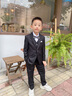 羅蒙兒童西裝套裝男童花童禮服帥氣西服主持人鋼琴畢業(yè)演出服秋狂歡節 外套+褲子+馬甲+襯衫+領(lǐng)結 120 曬單實(shí)拍圖