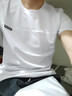 費洛仕男士短袖t恤夏季新款圓領(lǐng)冰絲半袖體恤青年修身款潮流男裝衣服 908白色(棉線) L 曬單實拍圖