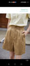 茵曼（INMAN）闊腿五分褲女士夏季新款松緊顯瘦高腰直筒休閑新疆棉短褲 淺褐色 M 曬單實(shí)拍圖