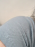 Mom Jane哺乳上衣短袖t恤春夏季薄款时尚外出辣妈款孕妇装喂奶打底带胸垫 雾霾蓝(V领 轻薄罗纹-单件装) XL(建议120-135斤) 实拍图