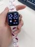 蕉遲兒童電子手表男女孩可愛(ài)卡通防水LED夜光方形中小學(xué)生運動(dòng)電子表 粉色彩虹 曬單實(shí)拍圖