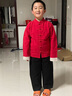 皮爾卡丹（pierre cardin）兒童唐裝春秋季男童漢服套裝中式服裝寶寶棉麻長袖復古中國風童裝 紅色上衣+盤扣褲黑色 150 曬單實拍圖