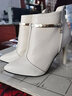 稻草人（MEXICAN）法式細跟氣質(zhì)女鞋秋冬季新款女靴尖頭高跟短靴女士靴時(shí)裝廋廋靴 米白色 35 曬單實(shí)拍圖