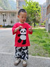 A 21 FUNB童裝男童夏款套裝2025新款夏季洋氣兒童短袖長(cháng)褲男孩3歲帥氣衣服 熊貓圖案紅色 110 cm(建議身高105cm左右) 曬單實(shí)拍圖