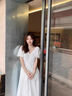 莫代爾法式精致連衣裙女2025夏季新款高級感時尚收腰顯瘦百搭仙女薄款裙 白色 M (96-110)斤 曬單實拍圖