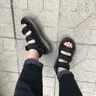 Walker Shop涼鞋男士新款夏季簡約休閑運動開車外穿沙灘鞋男士氣墊鞋涼拖鞋 黑色A款 40 曬單實拍圖