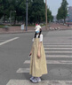 熒蒂（YINGDI）連衣裙套裝女2025夏季新款奶系穿搭小個(gè)子襯衫背帶裙兩件裝套裙子 背帶裙 S 曬單實(shí)拍圖