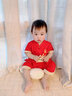 瓦戈吉爾男寶寶嬰兒抓周漢服男童一周歲宴禮服紅色夏季套裝唐裝兔寶百天女 236203兔騎魚(yú)D紅短袖 90 碼參考6-15個(gè)月 曬單實(shí)拍圖
