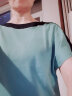红粉宣言夏季新款百搭宽松短袖T恤女撞色上衣 浅蓝 L 实拍图