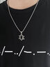 銘揚飾海 925銀卷草紋六芒星項鏈男士潮流個(gè)性簡(jiǎn)約百搭實(shí)心吊墜原創(chuàng  )配飾品 六芒星吊墜+鋼鏈（55CM） 曬單實(shí)拍圖
