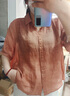 衣典零一（LEDIALYI）2025夏季女裝新款高級感休閑洋氣中年棉麻襯衫女短袖亞麻襯衣上衣 橘色 M （建議118斤內(nèi)） 曬單實拍圖