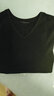 三槍秋衣女純棉薄款V領(lǐng)長(zhǎng)袖秋冬打底衫修身內(nèi)穿女士基礎(chǔ)保暖內(nèi)衣上衣 黑色-單件上衣 2XL (175) 曬單實(shí)拍圖