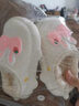 G.DUCKKIDS小黃鴨兒童棉拖鞋秋冬季女童保暖室內(nèi)保暖毛絨包跟家居鞋防滑防水 蝴蝶結(jié)-白色 13.5 140內(nèi)長13.5cm約20-21碼 曬單實(shí)拍圖
