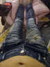 名士鯊（MINGSHISHA）高端潮牌復古拼接機車(chē)牛仔褲男迷彩印花修身小腳個(gè)性時(shí)尚休閑長(cháng)褲 LS-9281藍色 30 曬單實(shí)拍圖