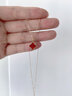 萊紳通靈【鑲真鉆】18K金吊墜女士紅瑪瑙生日禮物送女友老婆（銀鏈） 曬單實(shí)拍圖