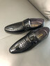 老爺車(chē)（WECKER）高檔鱷魚(yú)紋男皮鞋真皮加絨韓版英倫男鞋亮面皮正裝鞋尖頭新郎婚鞋 2112黑色[平跟單里款] 42 曬單實(shí)拍圖