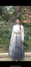 韓璐嬌（hanlujiao）馬面裙全套新中式連衣裙女裝2024春秋新款國風改良旗袍明制漢服女 白色立領(lǐng)襯衣+書法馬面裙 M 曬單實拍圖