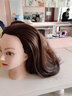 名發(fā)軒 假發(fā)頭模仿真發(fā)模特頭公仔頭盤(pán)發(fā)編發(fā)化妝造型學(xué)徒假人頭模支架 玉米須深棕色【有妝】 棕色系 小支架 曬單實(shí)拍圖