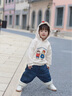 幼歌（YOUGE）嬰幼兒2023新款加絨衛衣蝴蝶結可愛(ài)抓絨加厚連帽衛衣潮 奶白 90 cm 曬單實(shí)拍圖