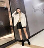 嫣語夢(mèng)婉2025年春秋裝新款女式皮衣時(shí)尚帥氣大版寬松水洗皮機(jī)車夾克皮外套 米色 S (160) 【建議90-105斤】 曬單實(shí)拍圖