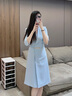 AD正式場合連衣裙女氣質(zhì)時(shí)尚西服裙子OL通勤輕奢職業(yè)裝夏季 七分袖藍(lán)色連衣裙 S 曬單實(shí)拍圖