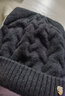 ELLE毛線(xiàn)帽子女秋冬季戶(hù)外保暖時(shí)尚百搭可愛(ài)貓耳絞花純羊毛針織帽冷帽 神秘黑 曬單實(shí)拍圖