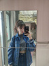 燕潯深色牛仔外套女2022春季新款潮寬松韓版bf百搭牛仔衣休閑長(zhǎng)袖上衣 藍(lán)色 S (建議95斤以下) 曬單實(shí)拍圖