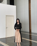 歌力思（ELLASSAY）早春新款簡約撞色拼接顯瘦氣質(zhì)連衣裙女EWD351Y11000 黑撞黃 XS 曬單實拍圖