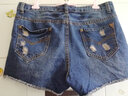丹仔破洞牛仔短褲女夏新款熱褲寬松百搭毛邊韓版顯瘦a字闊腿短褲 6001深藍色 31 曬單實(shí)拍圖