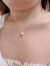 喜鉆18K金正圓akoya海水珍珠項鏈女戴妃項鏈單顆澳白珍珠吊墜鎖骨鏈 現貨akoya珍珠7-7.5mm 配18K金項鏈 曬單實(shí)拍圖