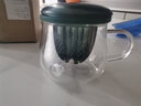 plazotta seit 1893德國(guó) 玻璃杯茶杯茶水分離女花茶杯過濾泡茶杯水杯透明杯子 綠色 曬單實(shí)拍圖