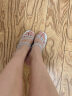 他她（TATA）一字带凉鞋女粗跟高跟凉鞋女拖鞋夏季新款XBD01BL3 银/米白 36 实拍图