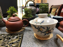 石匠同豐 烏金石茶盤（多尺寸）手工功夫茶臺(tái)茶具托盤 家用辦公室排水茶海套裝 嶺南花窗 火燒面40*40*3cm 曬單實(shí)拍圖