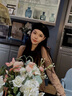 SOMUBAY 貝雷帽子女顯臉小日系春秋冬季復古貼標可愛(ài)百搭純色畫(huà)家帽子潮 黑色 曬單實(shí)拍圖