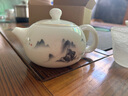 時(shí)記羊脂玉茶壺陶瓷泡茶單壺家用西施壺大小功夫白瓷泡茶器茶具套裝 山水藍彩（160ml） 曬單實(shí)拍圖