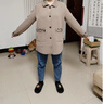 楚慕（CHUMU）媽媽裝春秋外套洋氣中年女士氣質(zhì)中老年女裝翻領(lǐng)中長(cháng)款上衣 駝色上衣 2XL (建議110-125斤) 曬單實(shí)拍圖
