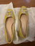 淺町水鉆方頭粗跟鞋女春夏淺口單鞋牛皮瓢鞋一腳蹬女士皮鞋氣質(zhì)仙女鞋 黃色牛皮-796 37 曬單實(shí)拍圖