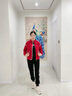 俞兆林（YUZHAOLIN）中年媽媽運(yùn)動(dòng)服套裝春秋2025新款中老年女秋裝外套衛(wèi)衣休閑三件套 2306 紅色【外套+長褲】 XL 【建議110-120斤左右】 曬單實(shí)拍圖