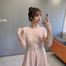 Z.R.Zoro奢侈品連衣裙女2025夏季新款法式收腰氣質(zhì)雪紡長裙蝴蝶碎花連衣裙 白色 M 曬單實(shí)拍圖