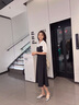 拉夏貝爾（La Chapelle）短袖雪紡連衣裙女裝2025年夏季新款時尚中長款法式小個子夏天裙子  黑白 M 曬單實拍圖