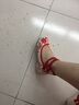 娟的絹 春季民族風(fēng)繡花單鞋女士?jì)仍龈邚V場(chǎng)舞媽媽休閑老北京布鞋 MZ-29 迦葉紅色 35 曬單實(shí)拍圖