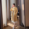 胖妹妹雙面羊毛呢子大衣加肥加大碼女中長款秋冬雙面羊毛大衣女大碼寬松毛呢外套 黃色 S(80-115斤) 曬單實(shí)拍圖