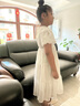 G.DUCKKIDS童裝女童連衣裙夏季兒童裙子夏裝2025新款純色公主裙大童顯瘦長(cháng)裙 白色泡泡袖 140 尺碼9~10歲【130-140cm】 曬單實(shí)拍圖