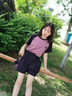 藍貝妮童裝女童運動(dòng)套裝夏季款兒童女裝服裝小女孩衣服大童夏裝短褲短袖 314紫色 150 碼建議身高140CM 曬單實(shí)拍圖