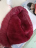 抖芊帽子圍巾一體皮草帽子女冬天保暖仿狐貍毛帽子加厚媽媽韓版時(shí)尚禮 酒紅色+加厚 均碼+帽子+圍巾 曬單實(shí)拍圖