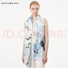 瑪麗亞·古琦（MARJA KURKI）絲巾真絲女媽媽長巾禮盒 桑蠶絲圍巾 斜紋綢絲綢禮物長絲巾 藍色 曬單實拍圖