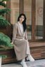 BUOUBUOU奢華兩公里2025春季新品商場同款褶裥雙口袋A擺半裙女 卡其C71 S 曬單實拍圖