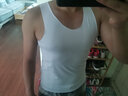 閣啦朵男士背心冰絲無(wú)痕夏季透氣U型領(lǐng)運動(dòng)背心男速干無(wú)袖打底衫 白色 L 曬單實(shí)拍圖